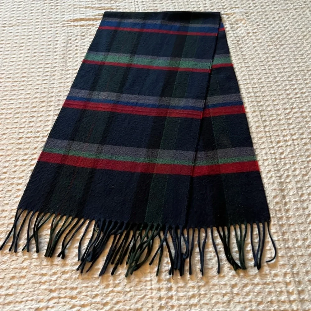 “Cashmaire” Vintage Plaid Fringe Scarf by Christian Dior Monsieur